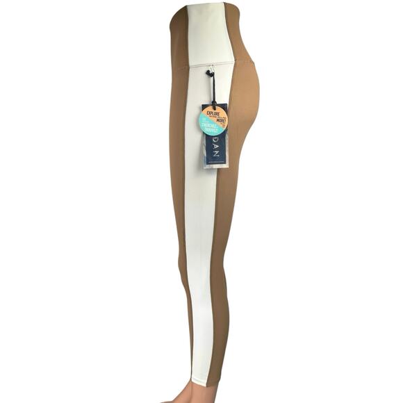 NEW Kyodan Brown White Colorblock Skinny Athletic Leggings Trousers Pants Size M - Picture 3 of 6